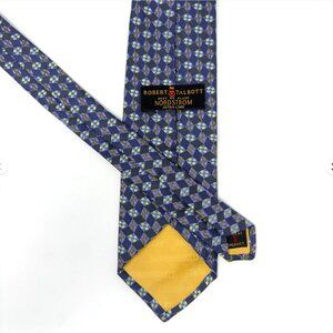 Robert Talbott Silk Tie Geometric Pattern Blue Purple Extra Long 63.5x3.75